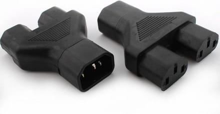 Stekker naar dual bus Y splitter voor computer, projector, printer - Zwart - Veilig en betrouwbaar