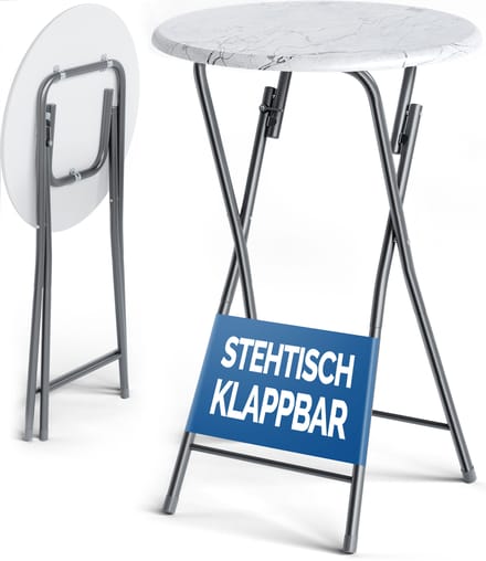 Casaria Statafel Inklapbaar - 60x110cm Metaal MDF Marmerlook - Wit