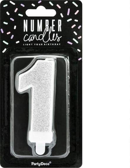 Partydeco - 1 Jaar - Verjaardagskaars 1