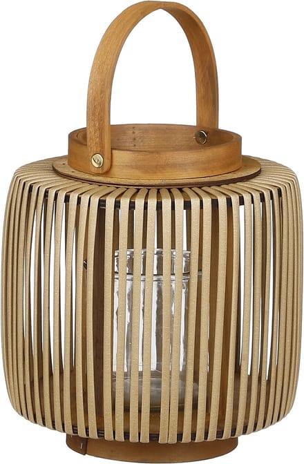 Branded by - Windlicht Hazel bruin - hout - polyester - glas gerecycled- RE002