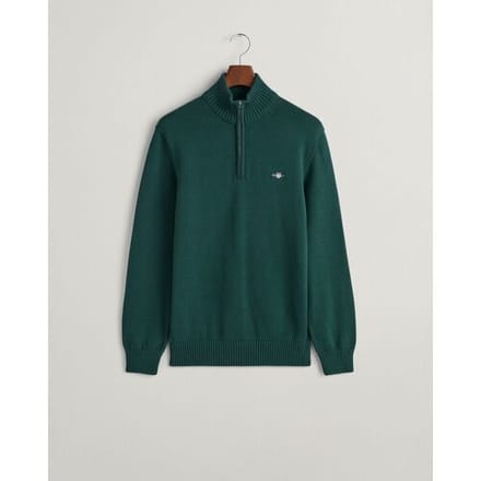 Gant Trui Casual Cotton Half Zip Rib Endings Groen / male