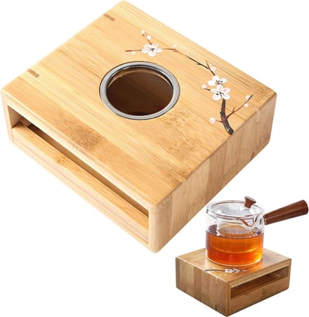 Thee warmer - Kaarsenverwarmer - Thee warm houden - Lade design - 15 x 13 cm - Bamboe