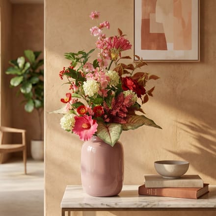 Handgebonden Kunstboeket Juliette Antwerpen 80cm Roze/Rood