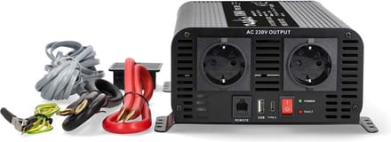 Nedis Auto Omvormer 1000W – 12V / 230V – 2x Stopcontact + USB-A & USB-C – Zuivere Sinusgolf – Schroefaansluiting – Spanningsomvormer