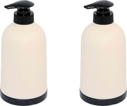 Concorde - Zeeppompje/zeepdispenser - 2x stuks - kunststof beige/zwart 8 x 15 cm