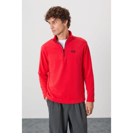 Heren Pluche Half-Zip Sweatshirt