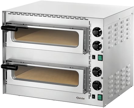 Bartscher Pizza Oven - Mini Plus 2 - RVS - 2x Ø350mm - 2 Kamers - 230V - 570x550x475mm - Horeca Oven