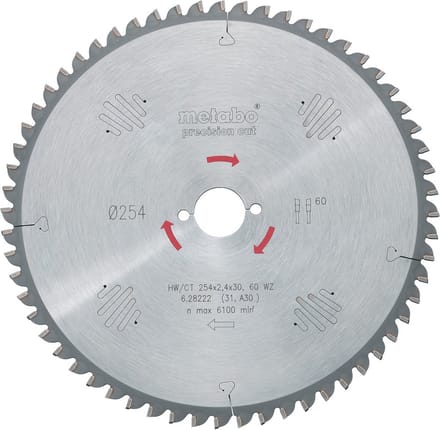 Metabo Cirkelzaagblad HM 250x30mm 60 tands WZ