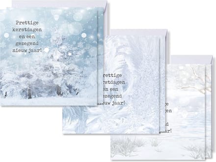 Voordeelpakje 18 vierkante kerstkaarten - IJs - Gezegend - MajesticAlly