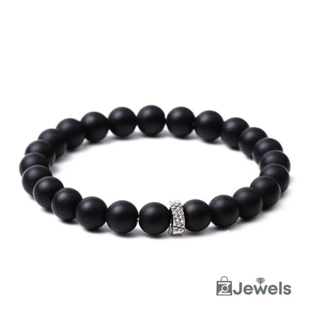 OZ Jewels - Matte Onyx Kralenarmband - Natuurstenen - Elastisch