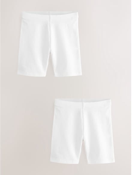Next - Meisjes - Verpakking van 2 stretchy fietsshorts met hoog katoengehalte - Wit