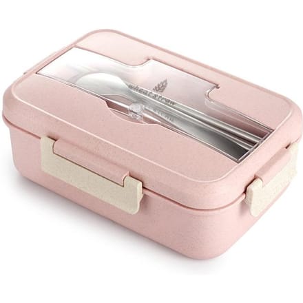 Magnetron Lunchbox Tarwestro Servies Voedselopslagcontainer Kinderen Kinderen School Kantoor Draagbare Bento Box roze