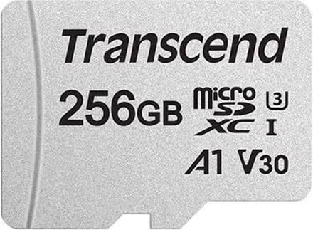 Transcend Premium 300S microSDXC-kaart 256 GB Class 10, UHS-I, UHS-Class 3, v30 Video Speed Class, A1 Application Performance Class Incl. SD-adapter