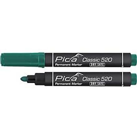 Permanent marker Classic gr√ºn lijndikte 1-4mm ronde punt PICA, 10 stuks