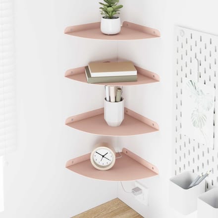vidaXL - Hoek - Plank - 4 - st - Roze - 24 - x - 24 - x - 2 - cm