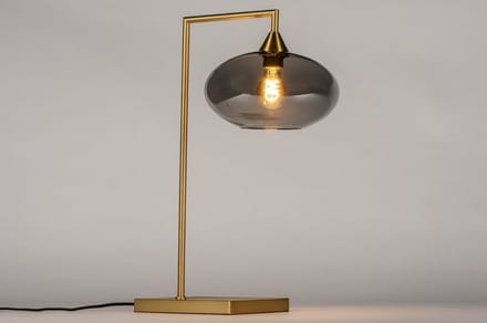 Lumidora Tafellamp 31067 - OSLO - E27 - Grijs - Goud - Messing (kleur) - Glas