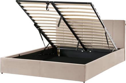 DREUX - Bed met opbergruimte - Taupe - 160 x 200 cm - Fluweel