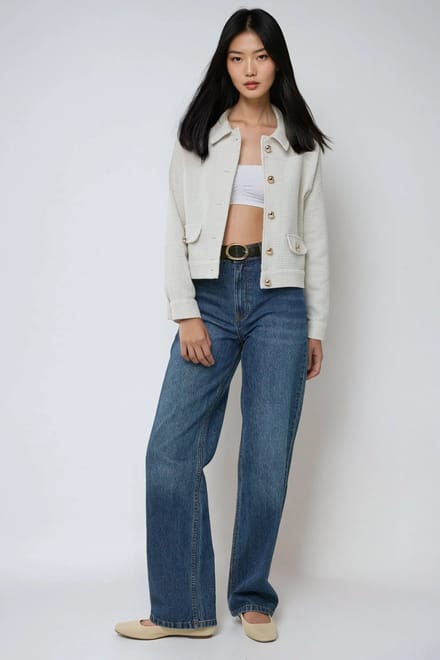Getextureerde Tweed Jas met Knopsluiting