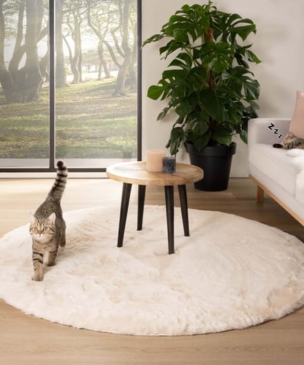 Rond hoogpolig vloerkleed - Comfy plus crème 100