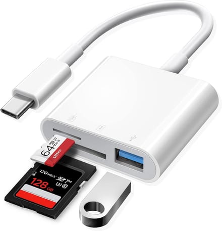 Snelle USB-C SD-kaartlezer voor geheugenkaarten inclusief Micro SD