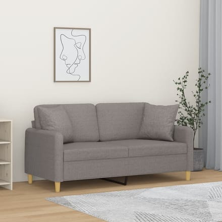 vidaXL - Tweezitsbank - met - sierkussens - 140 - cm - stof - taupe
