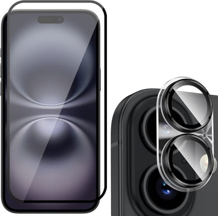 Privacy Screenprotector & Camera geschikt voor iPhone 16 Plus - Volledig Dekkend Gehard Glazen Tempered Glass Krasbestendig