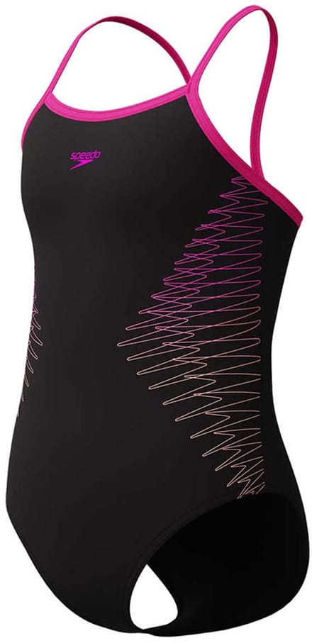 Speedo Plastisol Placement Thinstrap Muscleback Zwemkleding Zwart 9-10 Years Meisje