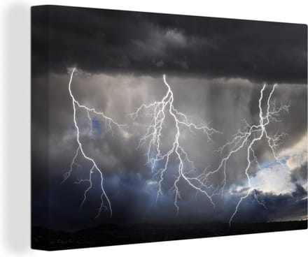 Canvas Schilderij Bliksemshow - 90x60 cm - Wanddecoratie