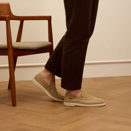 Manfield - Heren - Beige suède loafers - Maat 41