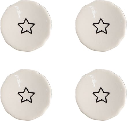 Clayre & Eef Deurknop Set van 4 Ø 4 cm Beige Keramiek Ster