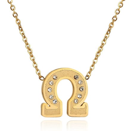 Goudkleurige dames ketting Edelstaal Verguld OHM Symbool