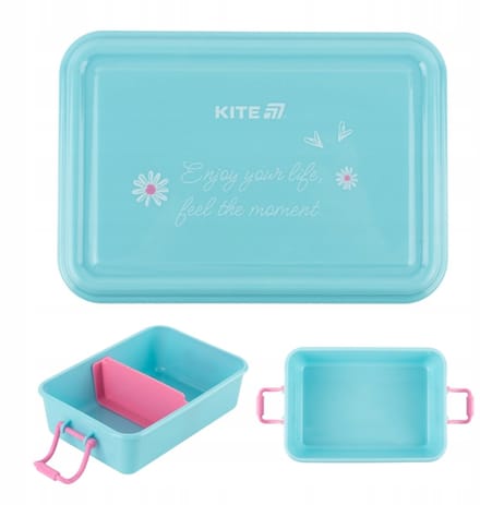 Luchbox voor kinderen, 650ml, groen, met vakjes en bestek
