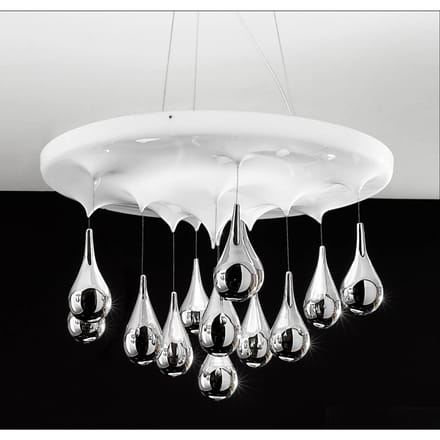 Sil-Lux Hanglamp Pioggia, wit, chroom, Ø 50 cm H 30 cm