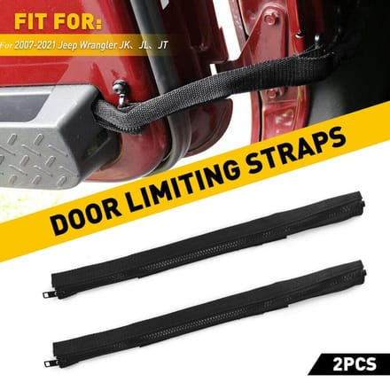 Sangles de limitation de porte pour Jeep Wrangler JK JKU, sangle de porte avec fermeture éclair, noire, 2 pièces yellow