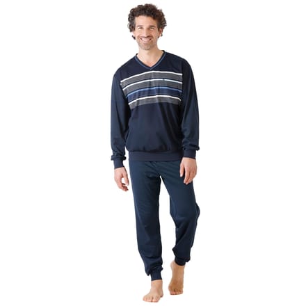 Comfortabele blauwe heren pyjama van Hajo - Blauw - Maat - 60