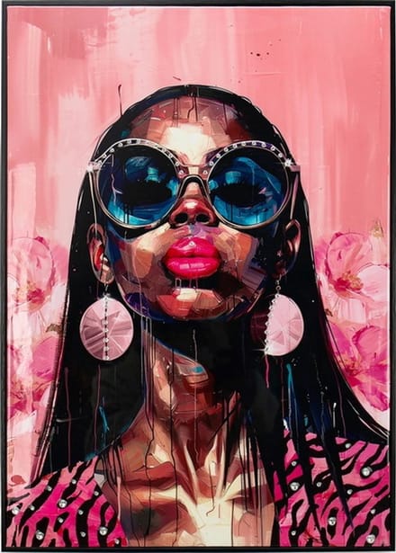 Schilderij bold lady pink