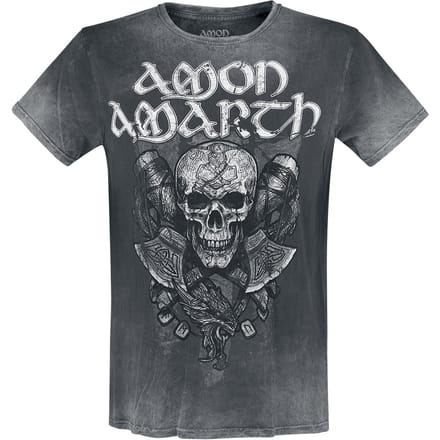 Amon Amarth T-shirt - Carved Skull - S tot 4XL - voor Mannen - donkergrijs