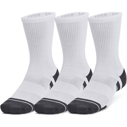 Under Armour UA Performance Tech 3pk Crew-WHT Unisex Sportsokken - Wit - Jet Grijs