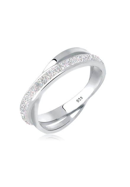 Elli - Ring - Dames Wikkel Modern met wit Emaille in 925 Sterling Zilver - Dames