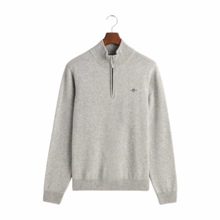 Trui GANT Men Superfine Lambswool Half Zip Grey Melange-XL