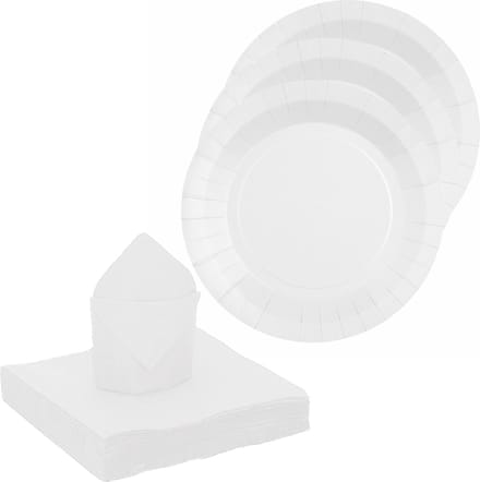 Santex feest/verjaardag servies set - 10x bordjes/25x servetten - wit - karton