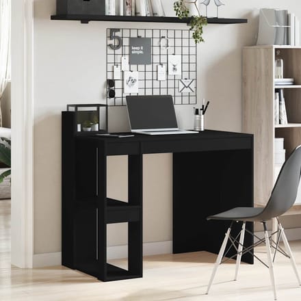 vidaXL - Bureau - 103,5x56,5x94 - cm - bewerkt - hout - zwart