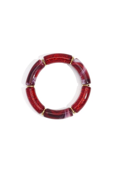 Bijoutheek Armband (Sieraad) Retro Statement Grote Kralen Bordeaux