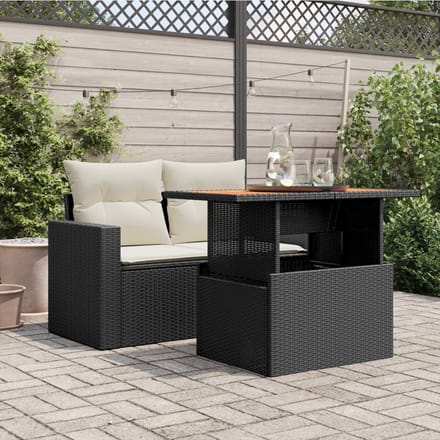 vidaXL - Tuintafel - 100x55x73 - cm - poly - rattan - en - acaciahout - zwart