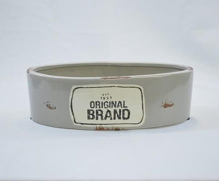 Riverdale - bloempot - vintage - grijs H10 x 27 x 8.5 cm - ovaal