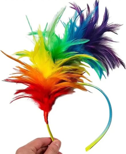 Diadeem met regenboog veren