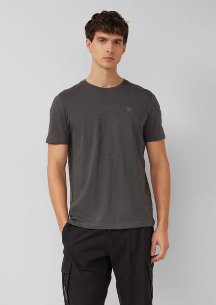 s.Oliver - male - T-shirt in vlamgarenstructuur met logodetail