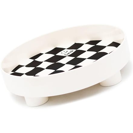 Ronde Opbergorganizer Schaal Schakbord Design Bord Container Schaal voor Fruit Parfum Sieraden Wit, Klein black