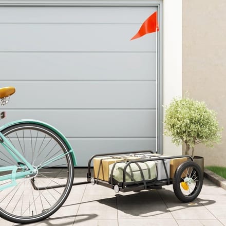Fietskar - Boodschappenkar - Transport Zware Lasten - Robuust IJzeren Frame - 122 cm Lengte - Zwart