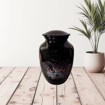 Verdeel Urn - Kinder Urn – Uil - Black Owl 14487 ( Ook Graveerbaar )